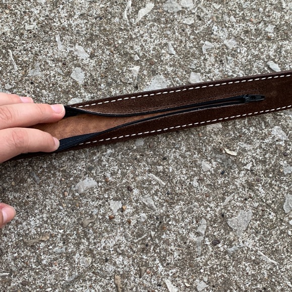 Triple K Vintage Tooled Leather Western Rodeo Outlaw Hidden Zipper Money Belt - Picture 8 of 12